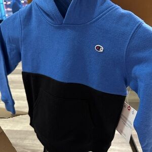 Champion Blue Hoodie with Black Accents